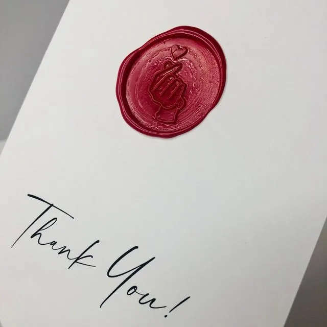 Thank you - minimal modern gratitude card with red wax seal - A6 sized unique personalizable card, retirement, wedding, party, hostess gift Red 2