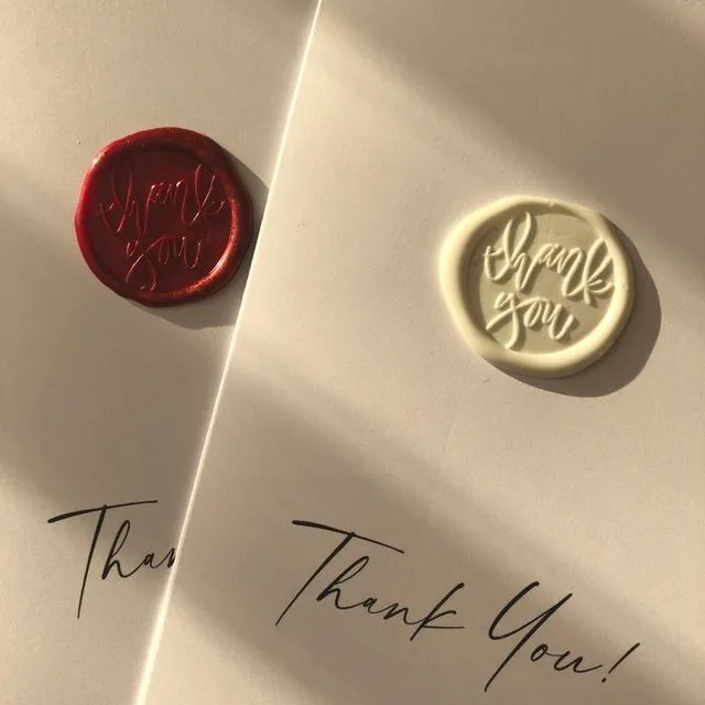 Thank you - minimal modern gratitude card with red wax seal - A6 sized unique personalizable card, retirement, wedding, party, hostess gift White