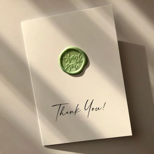 Thank you - minimal modern gratitude card with red wax seal - A6 sized unique personalizable card, retirement, wedding, party, hostess gift Green