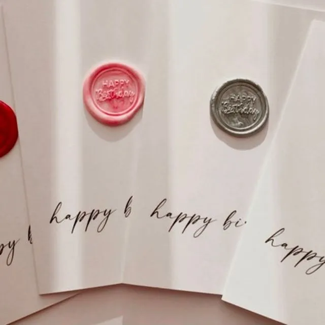 Happy Birthday - minimal modern birthday card with real wax seal - A6 sized unique personalizable card for birthday, pastel wax seal, bff Gold