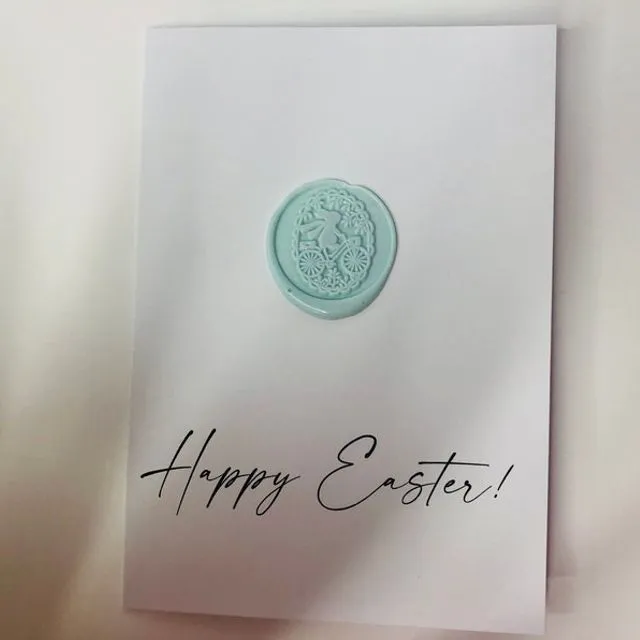 Happy Easter - minimal modern Easter card with wax seal - A6 sized unique personalizable card, easter bunny, spring, celebration, rabbit Sage