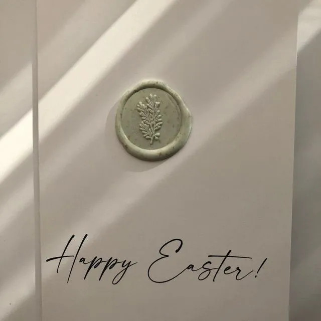 Happy Easter - minimal modern Easter card with wax seal - A6 sized unique personalizable card, easter bunny, spring, celebration, rabbit Green