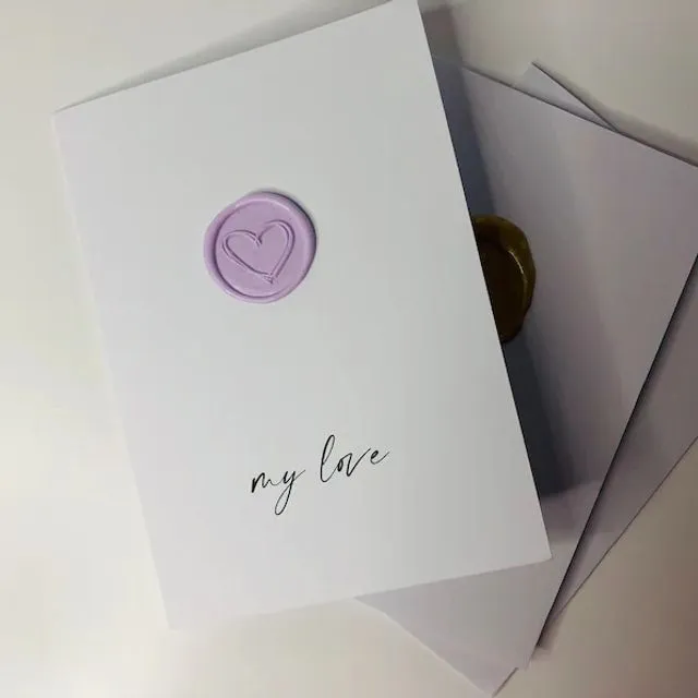 my love - minimal modern love card with wax seal perfect for valentines day Purple