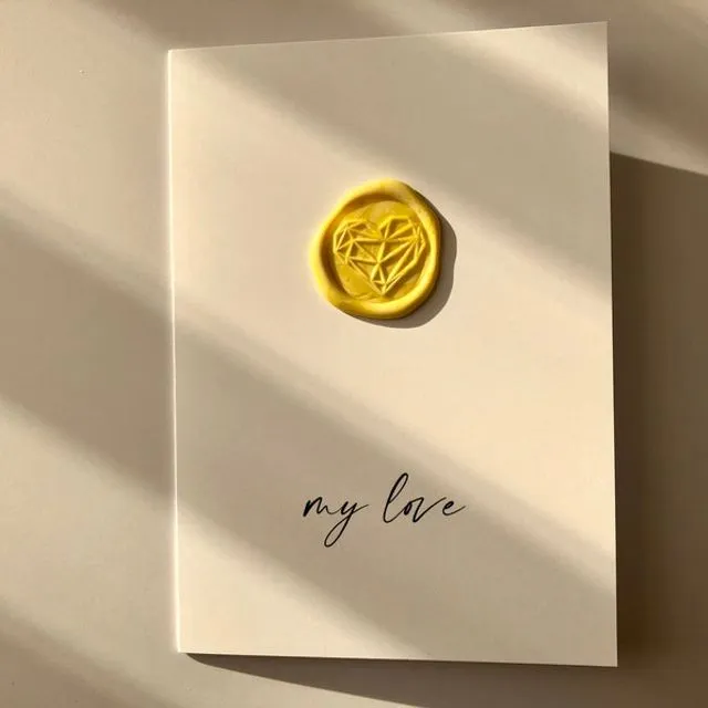 my love - minimal modern love card with wax seal perfect for valentines day Yellow