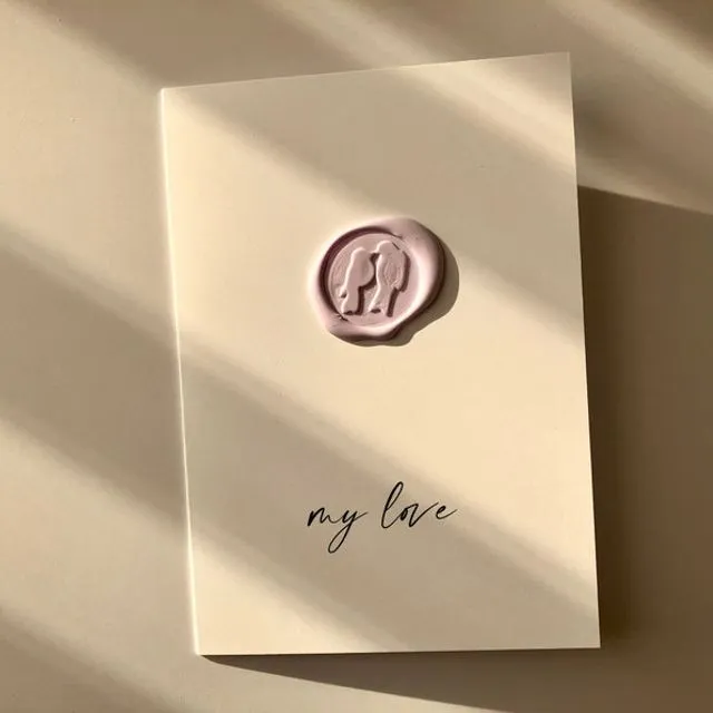 my love - minimal modern love card with wax seal perfect for valentines day Lilac