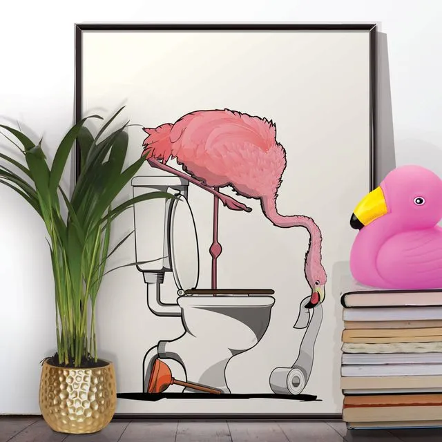 Flamingo on the Toilet, funny bathroom humour