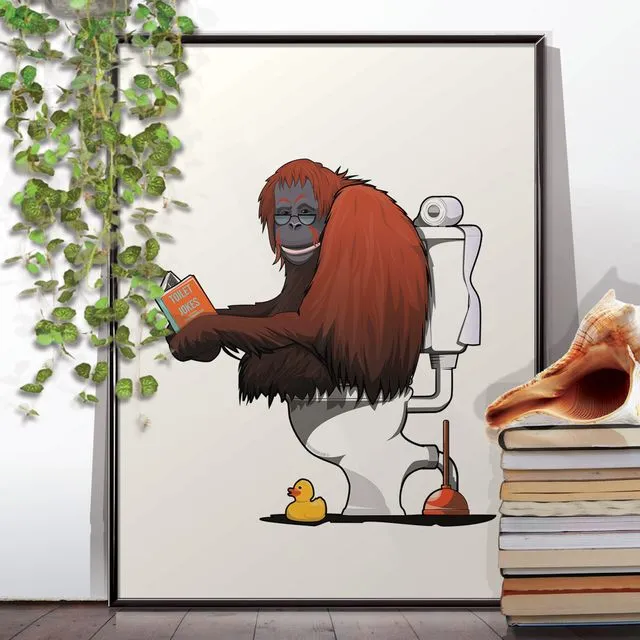 Orangutan on the Toilet, funny bathroom humour