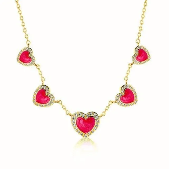 Crystal Enamel Heart Necklace