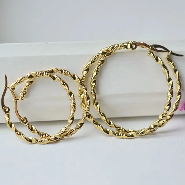Twisted 18k gold plated delicate hoops