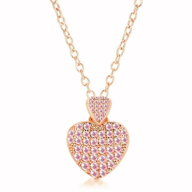 CZ Heart Shaped Pendent Pink