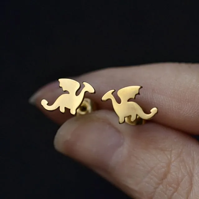 Dragon 18k gold plated stud earrings