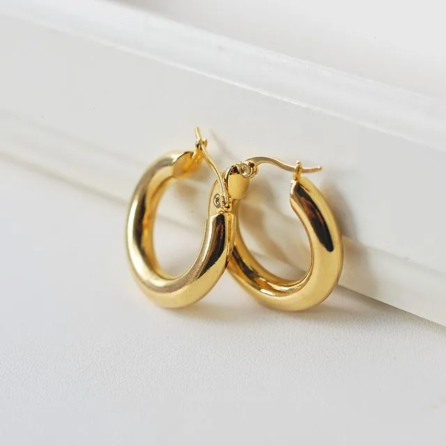Elegant 18k gold plated 20mm chunky hoop earrings