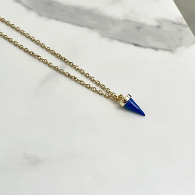 Tiny Lapis Lazuli Spike Necklace