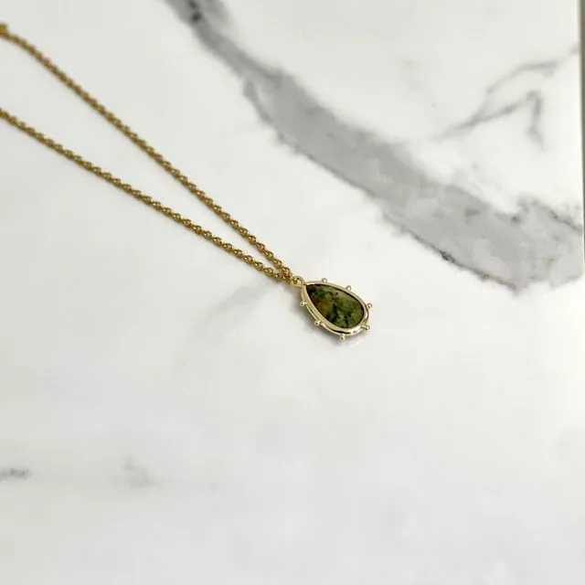 Jasper Dot Gemstone Pendant Necklace