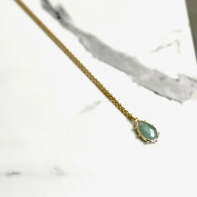 Amazonite Dot Gemstone Pendant Necklace