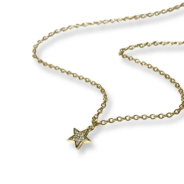 Cubic Zirconia Star Gold Necklace