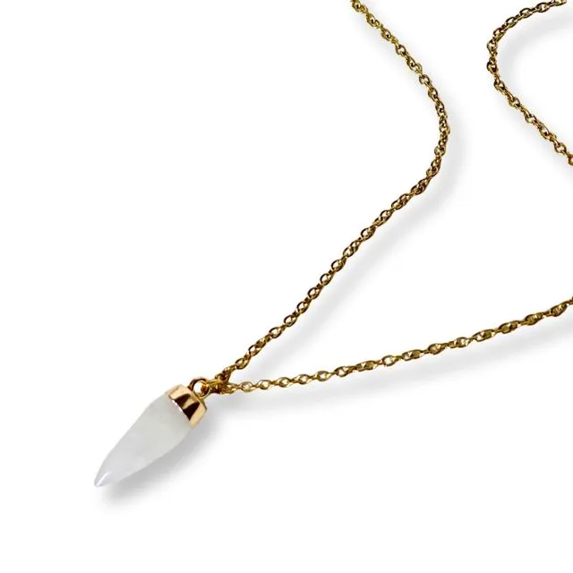 Quartz Crystal Pointed Pendant Necklace