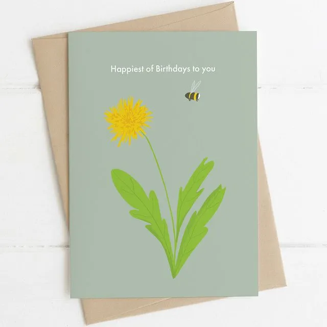 'Dandelion & Bee' Floral Birthday Card A6 (Unit of 6 Cards)
