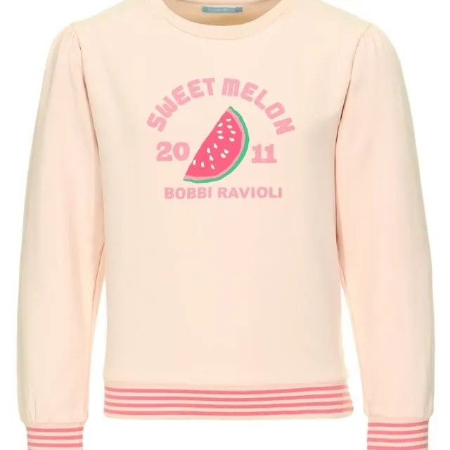 Sweater met pofmouw en meloen print