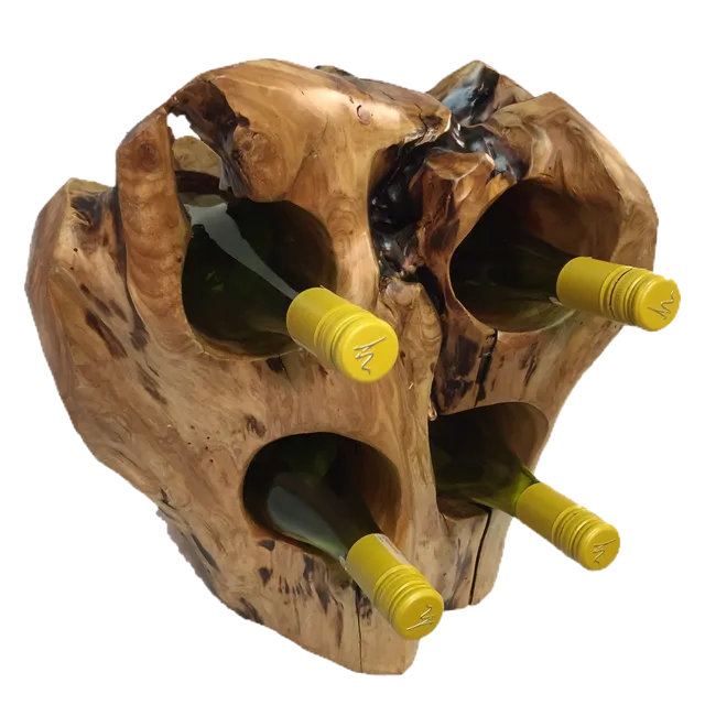Hand-Crafted Rood Wood Live Edge Wine Stump - 4 bottle (16-24" / 8-12")