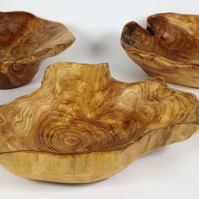 Hand-Crafted Root Wood Live Edge Bowl - Medium (12-13" x 3-4")