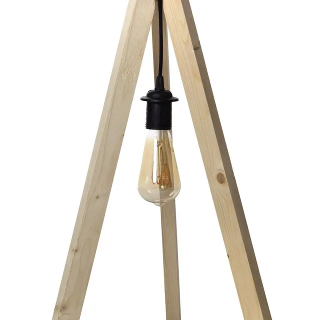 Tripod lamp natural wood suspension - "Bureau ou chevet" - Height 45 cm