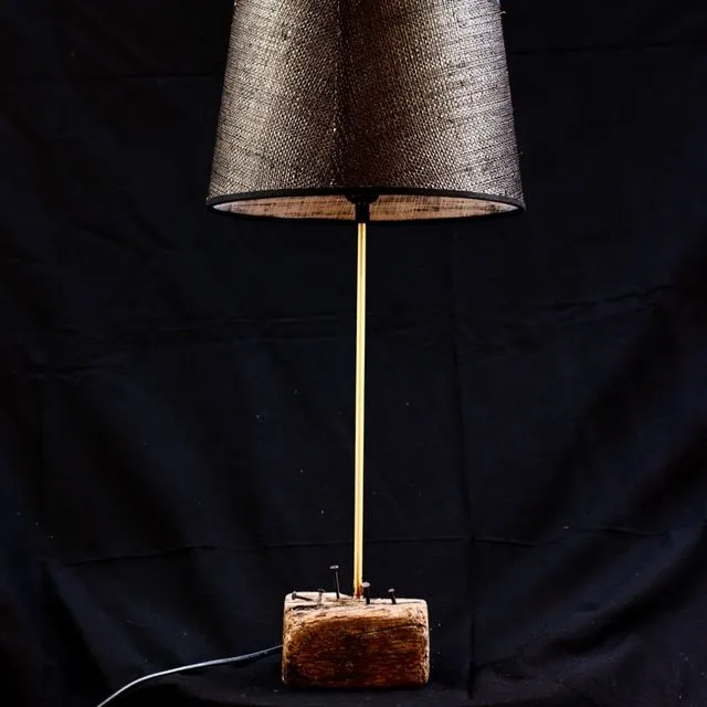 Lamp in raw wood and marble - Height 45 cm