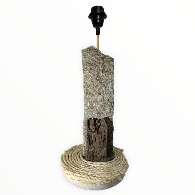 Table lamp Stone and wood - "Plénitude" - Height 45 cm