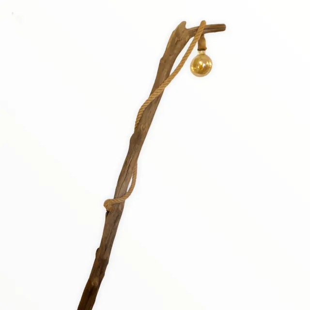 Natural driftwood and marine rope floor lamp - Made to measure