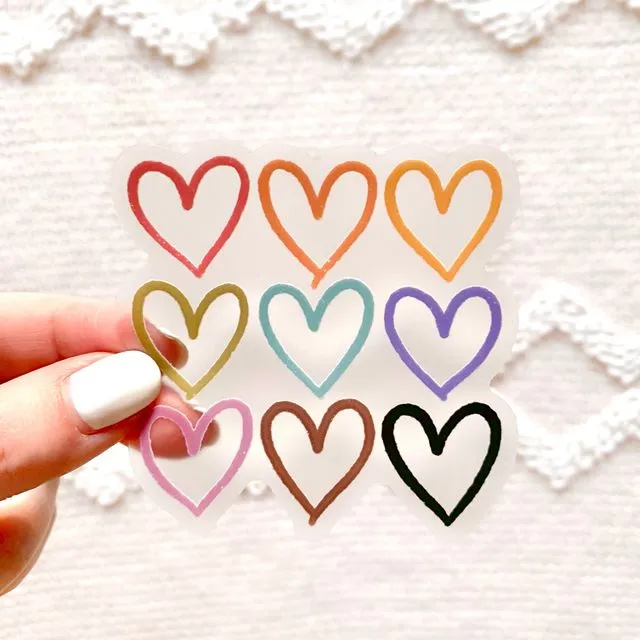 Clear Pride Heart Series Sticker, 3x3 in.