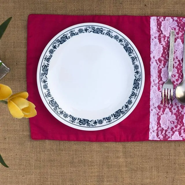 Heart Pink Set Of 6 Cotton Placemats