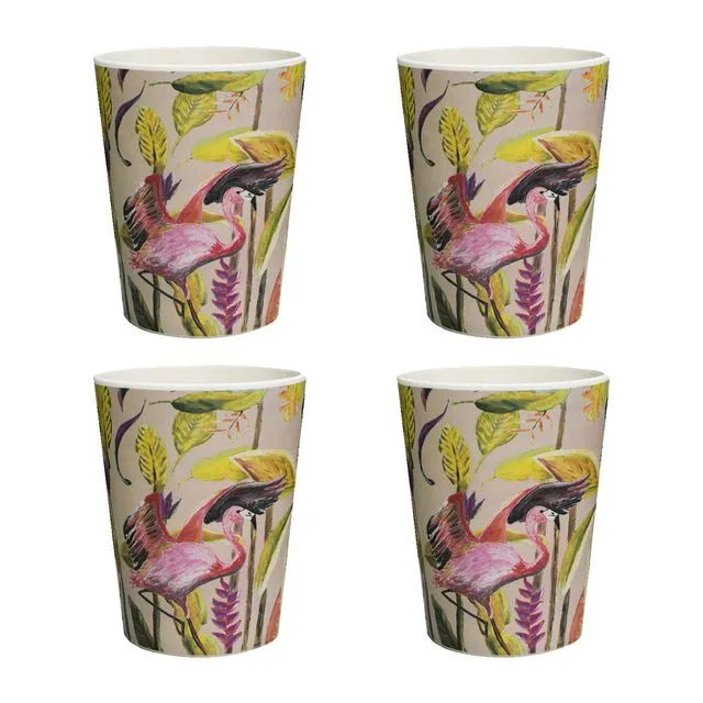 4 x Bamboo cups Flamingo Wild Jungle Stories