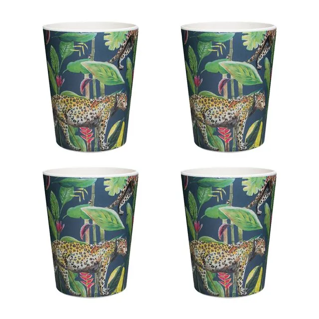 4 x Bamboo cups Panther Wild Jungle Stories