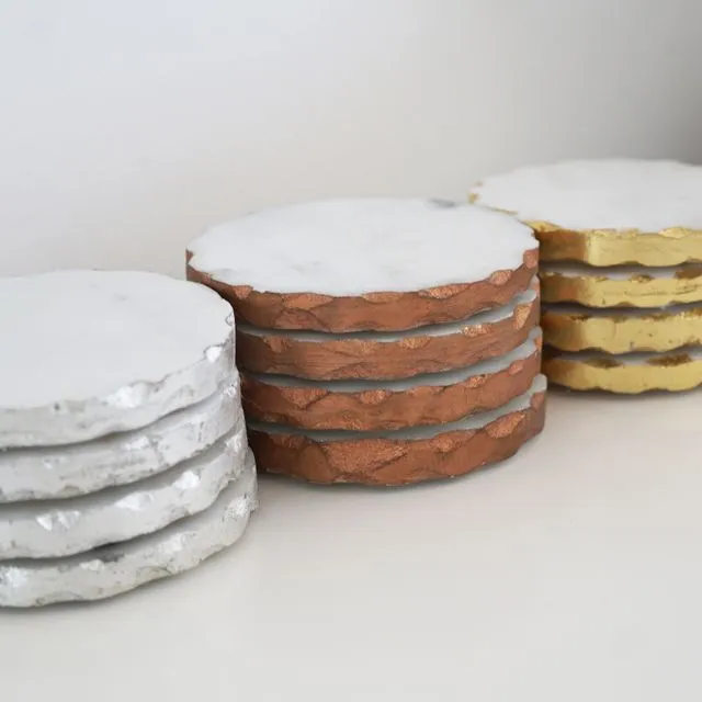 White Marble Drink Coaster Set of 4 | 3 Colours