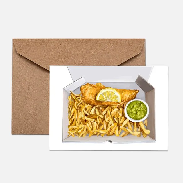 Fish and chips A6 greeting card