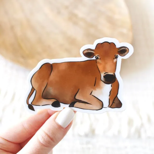 Brown Cow Sticker 3.5x3 in.