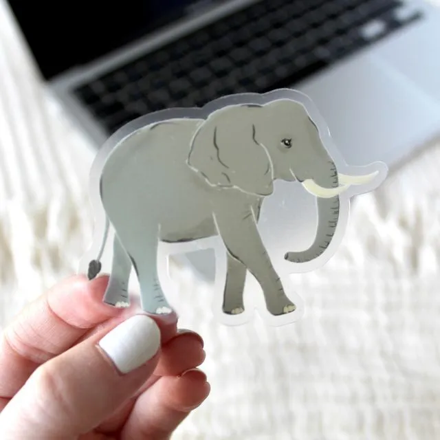 Clear Elephant Sticker, 3x3 in.