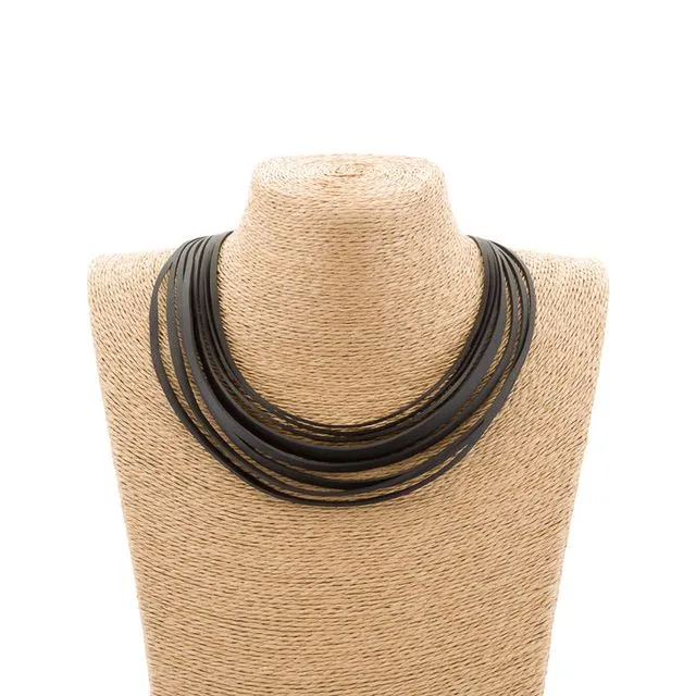 Carter Layered Recycled Rubber Necklace Black