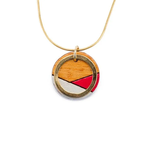 Conture Recycled Wood Gold Chain Necklace Red & Blue