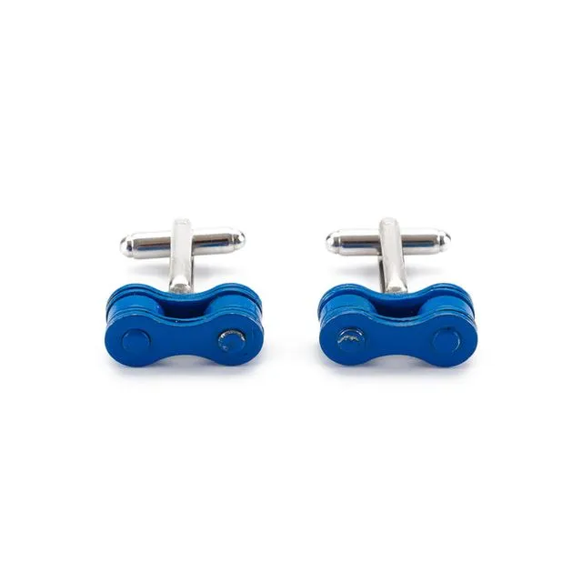 Recycled Bicycle Chain Cufflinks Blue