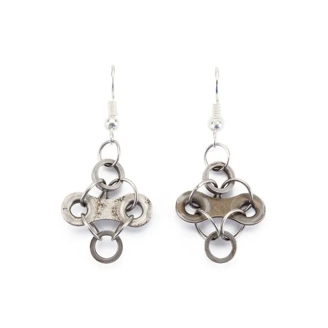 Diamond Stainless Steel Bicycle Chain Earrings