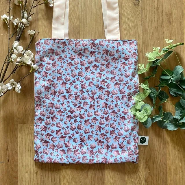 Pink Leafy Reusable Tote Shopping Bag