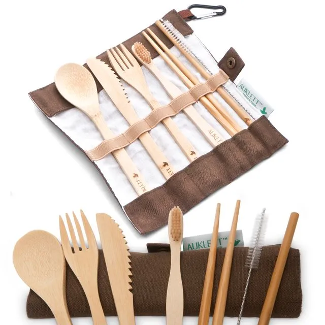 Reusable Bamboo Cutlery Travel Set – Brown