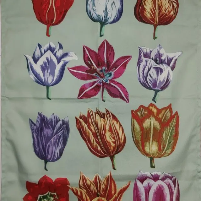 Antique Tulips Tea Towel Floral 100% Cotton Emanuel Sweert 1612 Botanical Print