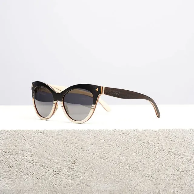 Dzukou French Seduction - Wooden Sunglasses Women - Cat Eye Sunglasses - Polarizing Sunglasses - Sunglasses Women - Bamboo - Wood - UV400 - Gray Lens