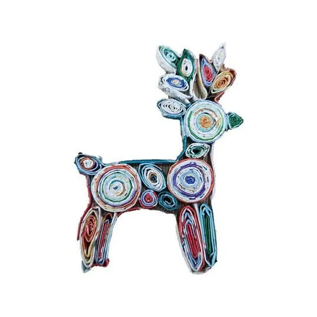 Quilling Deer Ornament, Handmade from Recycled Magazine