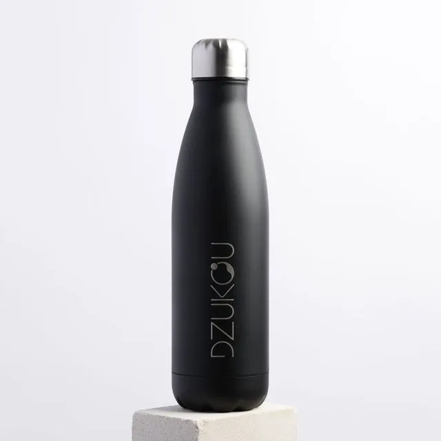 Dzukou Mechuka - Thermos Bottle 500 ml - Stainless Steel Drinking Bottle - Water Bottle - Durable and Environmentally Friendly - Matt Black - Airtight and Leakproof