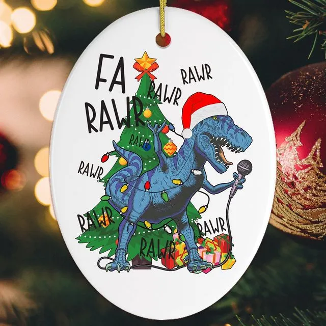 Karaoke Dinosaur T-Rex Funny Christmas Ornament