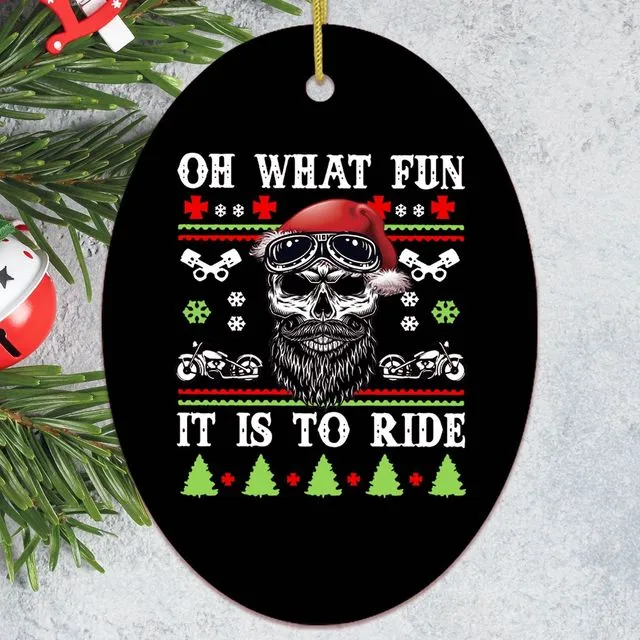Biker Skull Santa Christmas Ornament