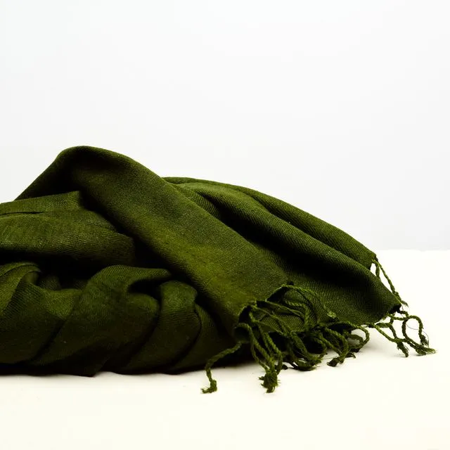 Dzukou Timeless Silk - Handwoven Eri Silk Scarf - Vegan Silk - Ahimsa Silk - Peace Silk - Handmade - Green - Slow Fashion